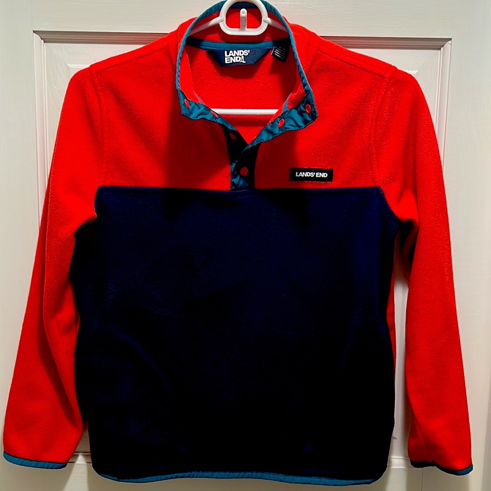 Lands’ End Kids Heritage Fleece Snap Neck Pullover